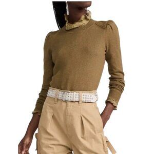 Isabel Marant Étoile Klea Sweater S Olive Wool blend pleated padded shoulder